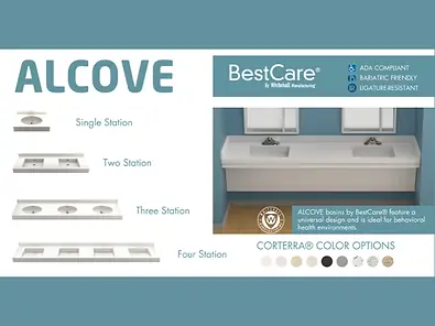 Whitehall bestcare ligature resistant alcove basins 