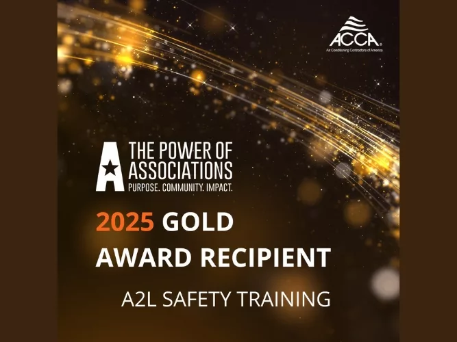 ACCA receives 2025 Power of Associations Gold Award for A2L Refrigerant Safety Training Program .jpg