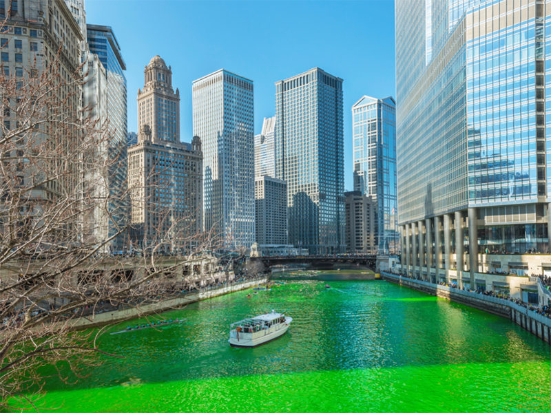 Chicago Plumber’s Union Dyes Chicago River Green for St. Patrick’s Day