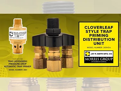 Cloverleaf style trap priming distribution unit