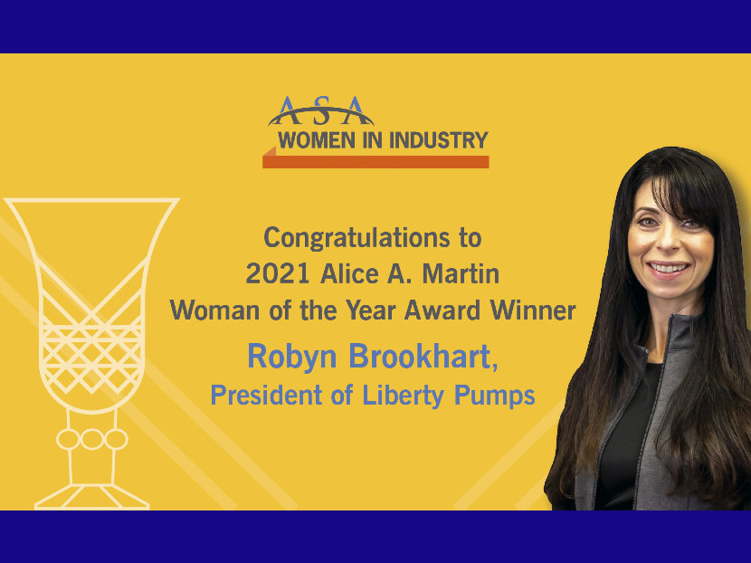 Robyn Brookhart of Liberty Pumps Receives 2021 ASA Women in Industry Alice A. Martin Woman of the Year Award  2