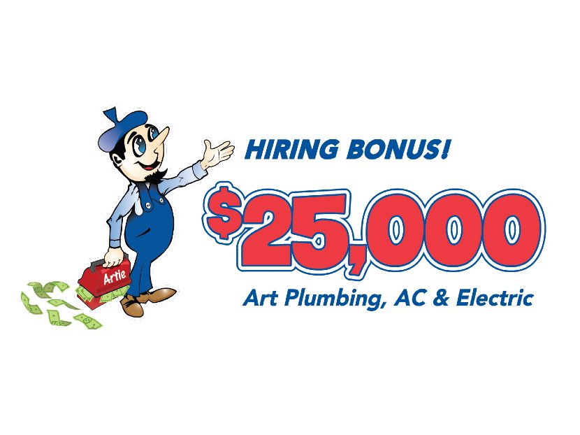 Art Plumbing, AC & Electric Announces 25,000 Hiring Bonus 20210602 phcppros