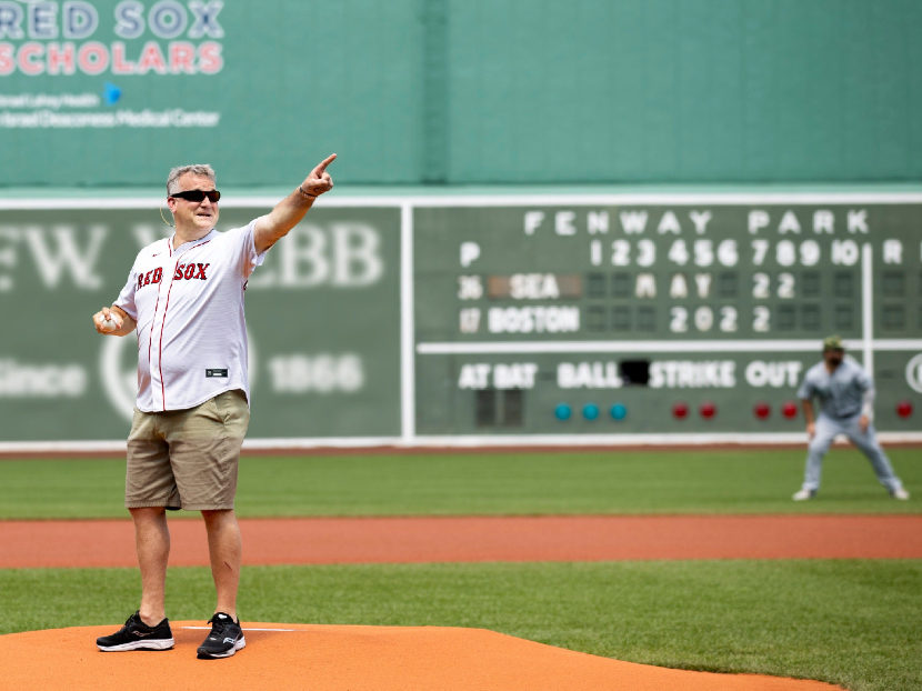 F.W. Webb Customer Throws First Pitch at Red Sox Game