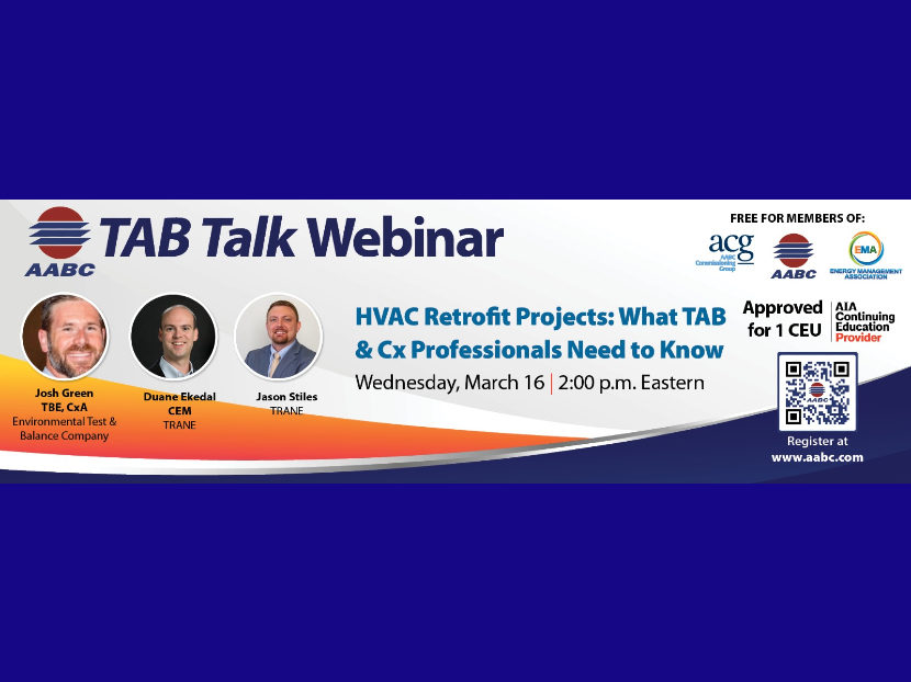 AABC to Hold TAB Talk Webinar on  HVAC Retrofit Projects