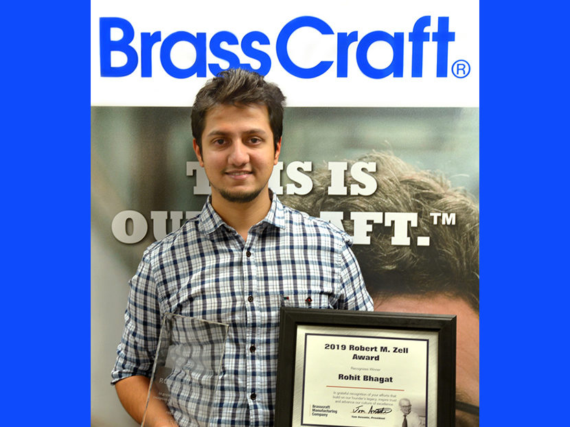 Brasscraft Manufacturing Co. Awards 2019 Robert M. Zell Award to Rohit Bhagat