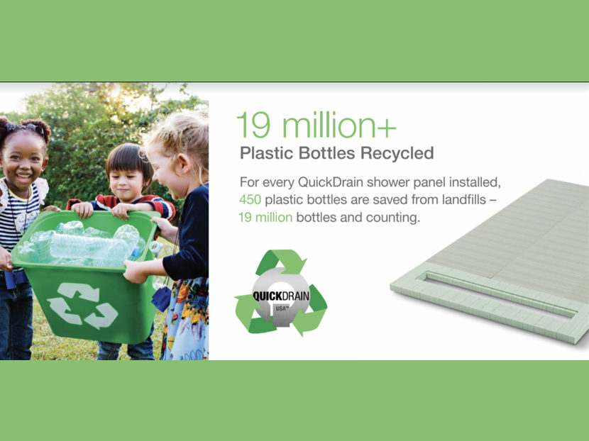 QuickDrain USA Recycles 19 Million Plastic Bottles as Part of Shower Pan Production