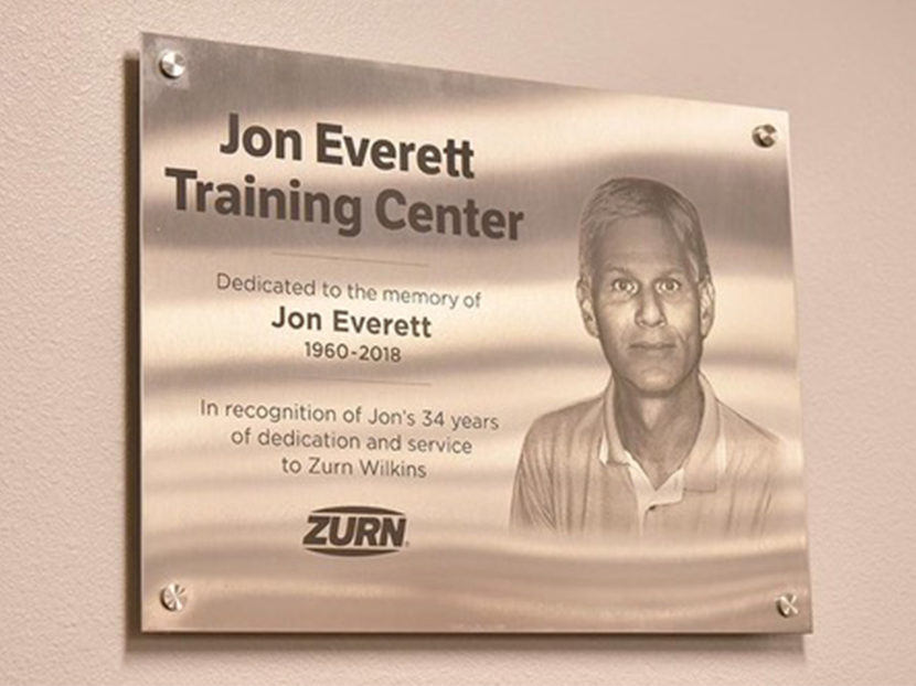 Zurn Dedicates Jon Everett Training Center in Memory of Associate