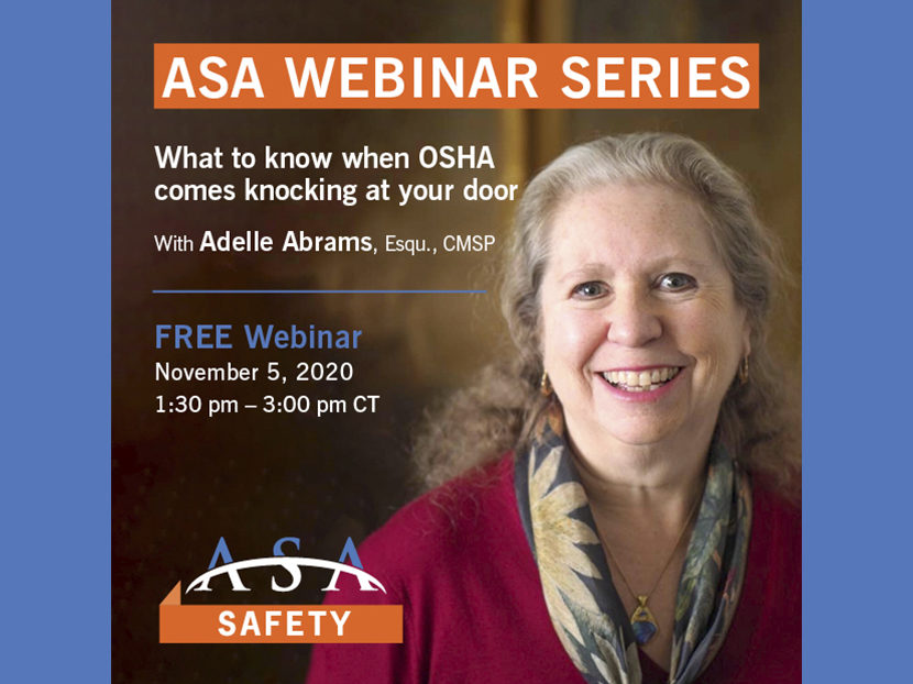 ASA Safety Committee to Host Webinar on OSHA