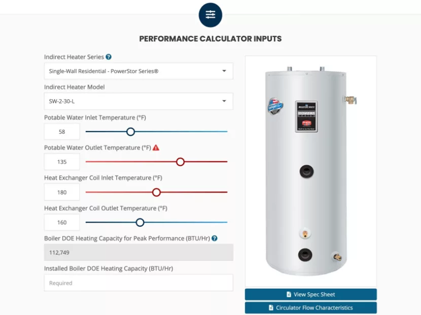 Bradford White Adds PowerStor Series Performance Calculator to RightSpec Sizing Guide Online Tool