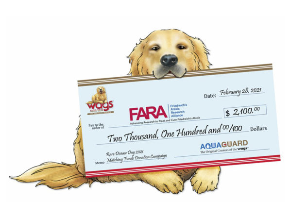 WAGS Donates More than $2,0000 to Friedreich's Ataxia Research Alliance