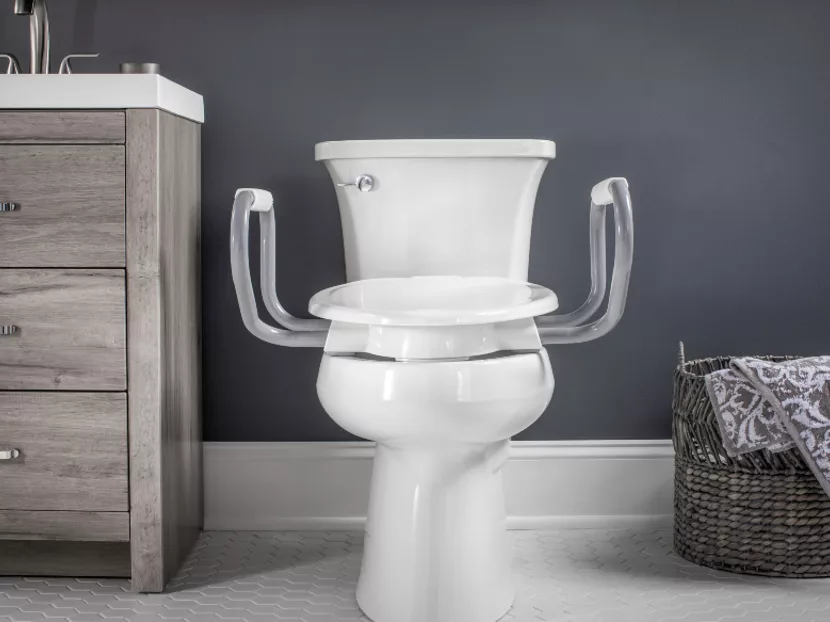 Bemis Clean Shield Raised Toilet Seat with Personal Wash Bidet Attachment