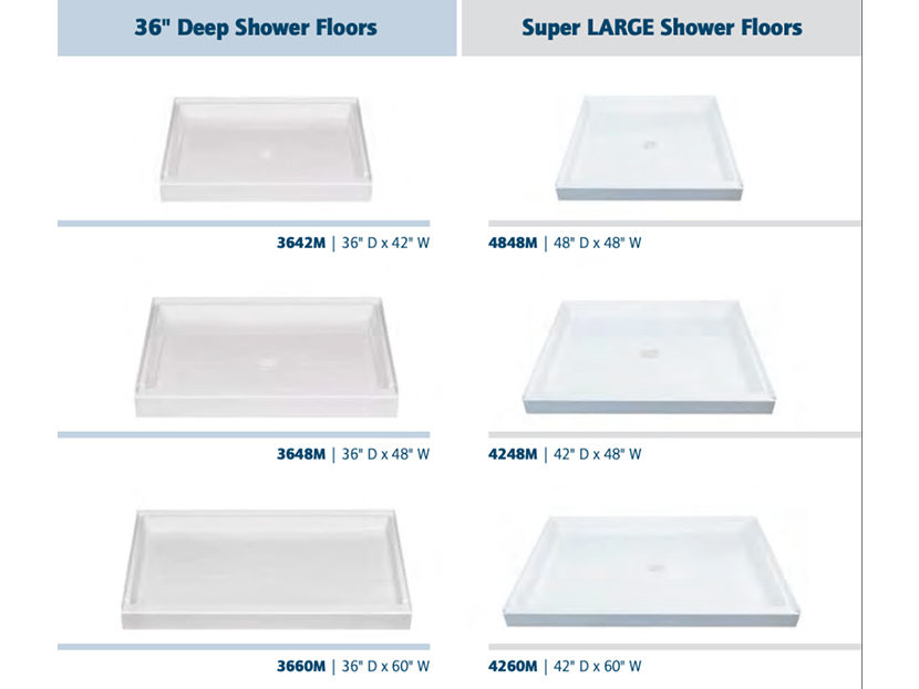 E.L. Mustee & Sons Deep and Super Large Shower Bases