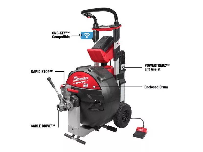 Milwaukee Tool MX FUEL Sewer Drum Machine w/ POWERTREDZ 3