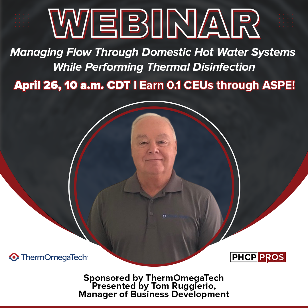 2 ThermOmegaTech to Sponsor, Present PHCPPros CEU Webinar on Thermal Disinfection